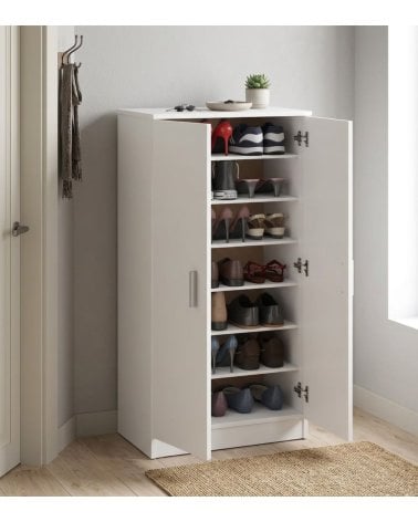Zapatero con 2 Puertas y 6 Baldas de Melamina