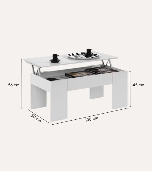 Mesa de Centro Elevable de Melamina y Metal