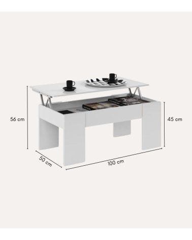 Mesa de Centro Elevable de Melamina y Metal