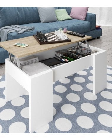 Mesa de Centro Elevable de Melamina y Metal