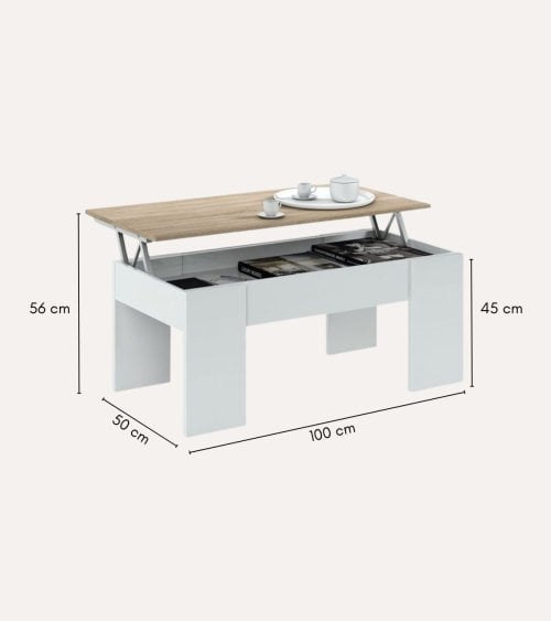 Mesa de Centro Elevable de Melamina y Metal