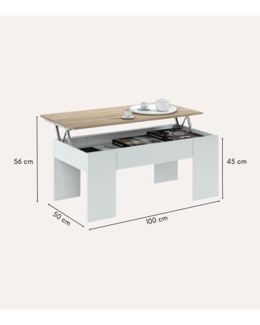 Mesa de Centro Elevable de Melamina y Metal