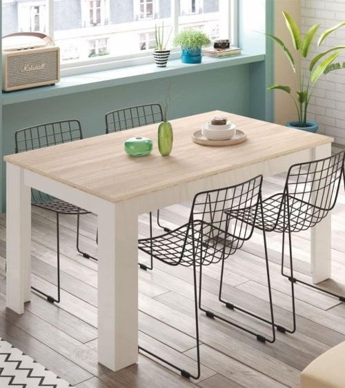 Mesa de Comedor Kendra Bicolor Extensible de Melamina