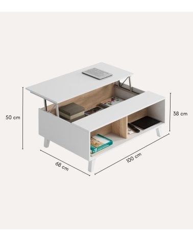 Mesa de Centro Zaiken Elevable de Melamina