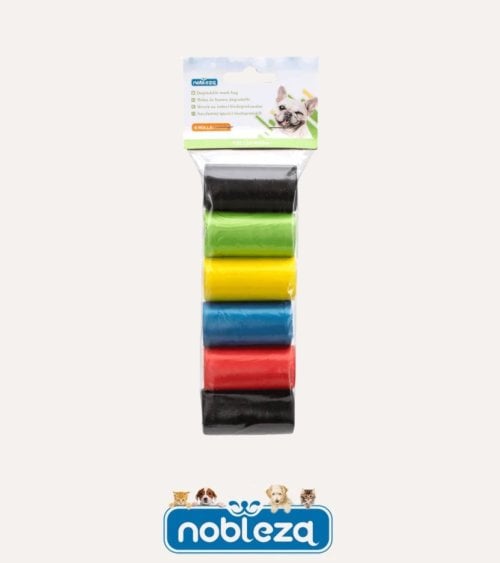 Set de 6 Rollos de Bolsas de Basura con Colores para Animales