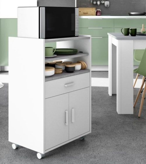 Mueble Auxiliar con 2 Puertas y Ruedas de Melamina