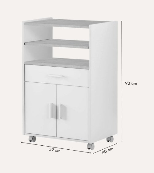 Mueble Auxiliar con 2 Puertas y Ruedas de Melamina
