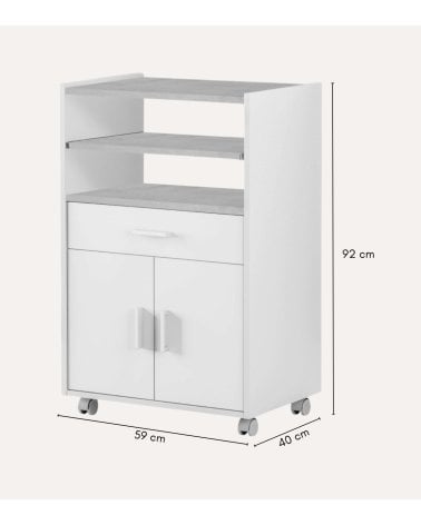 Mueble Auxiliar con 2 Puertas y Ruedas de Melamina