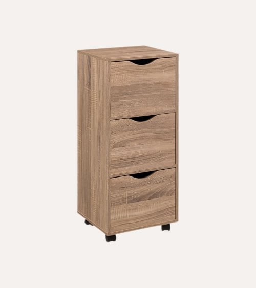 Cajonera con Ruedas y 3 Cajones de Madera