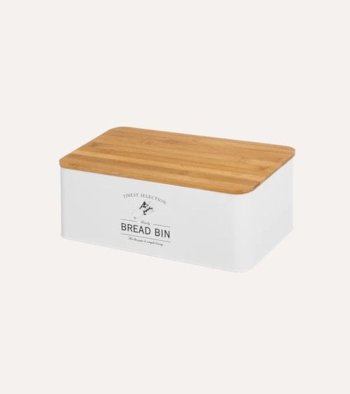 Panera Bread Bin de Acero y Tapa Efecto Bambú