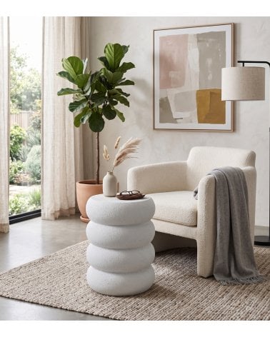 Mesa Auxiliar Bubbles Estilo Cemento de Fibra de Vidrio