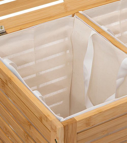 Cesto para Ropa de Bambú con Tapa y 2 Bolsas de Tela