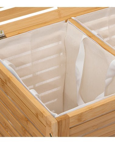 Cesto para Ropa de Bambú con Tapa y 2 Bolsas de Tela