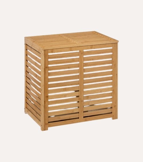 Cesto para Ropa de Bambú con Tapa y 2 Bolsas de Tela