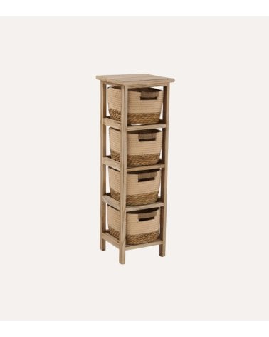 Mueble Cajonero con 4 Cestas de Algodón y Madera