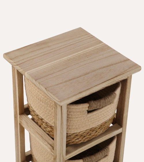 Mueble Cajonero con 4 Cestas de Algodón y Madera
