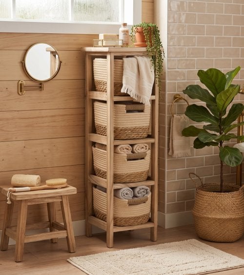 Mueble Cajonero con 4 Cestas de Algodón y Madera