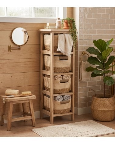 Mueble Cajonero con 4 Cestas de Algodón y Madera