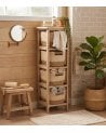 Mueble Cajonero con 4 Cestas de Algodón y Madera
