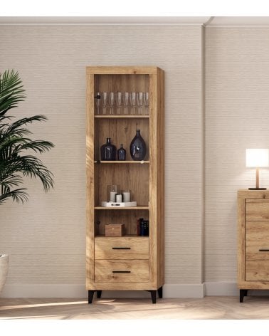 Vitrina Strait con Una Puerta de Cristal y Melamina