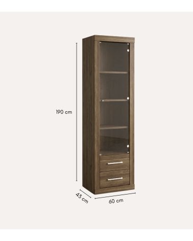Vitrina Strait con Una Puerta de Cristal y Melamina