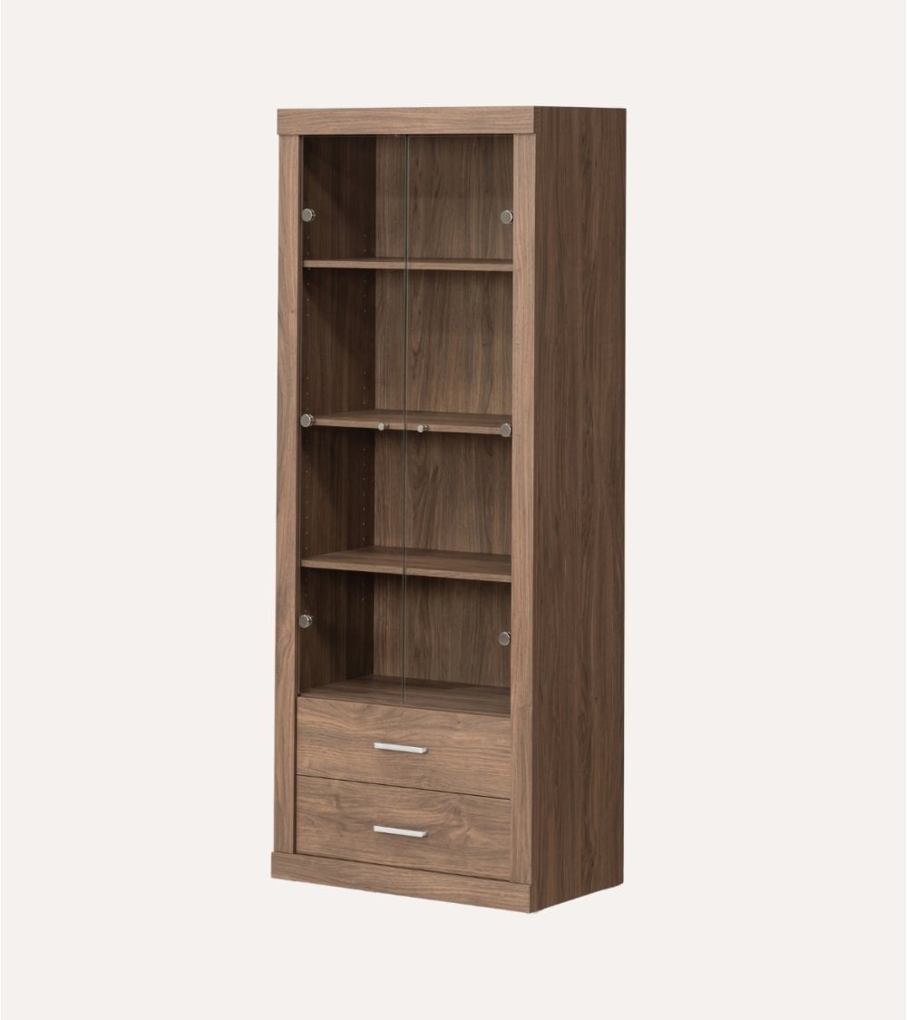 Vitrina Strait con 2 Puertas de Cristal y Melamina