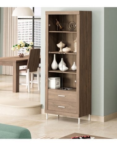 Vitrina Strait con 2 Puertas de Cristal y Melamina