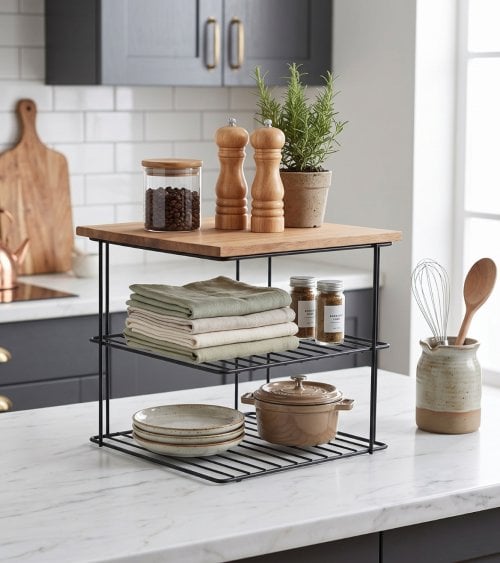 Estante Organizador para Cocina de Hierro y Madera