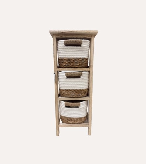 Mueble Cajonero con 3 Cestas de Algodón y Madera