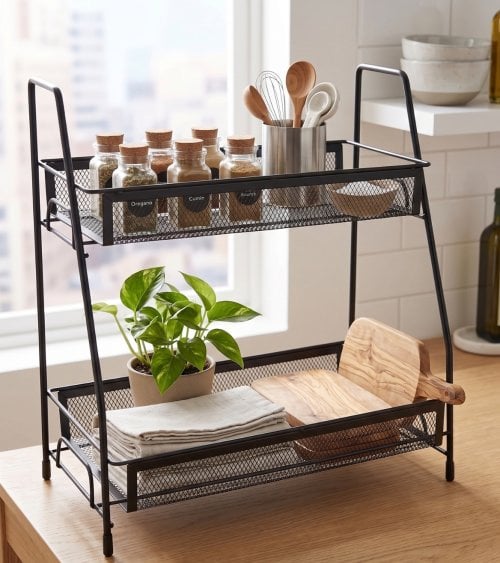 Estante Organizador con 2 Niveles para Cocina de Hierro