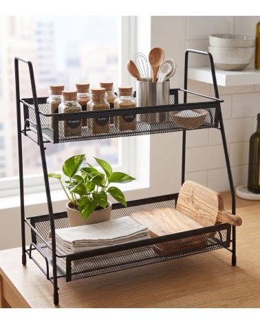 Estante Organizador con 2 Niveles para Cocina de Hierro