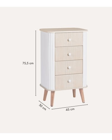 Cómoda Vesly con 4 Cajones de MDF