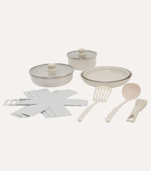 Batería de Cocina de 12 Piezas Extraibles de Aluminio
