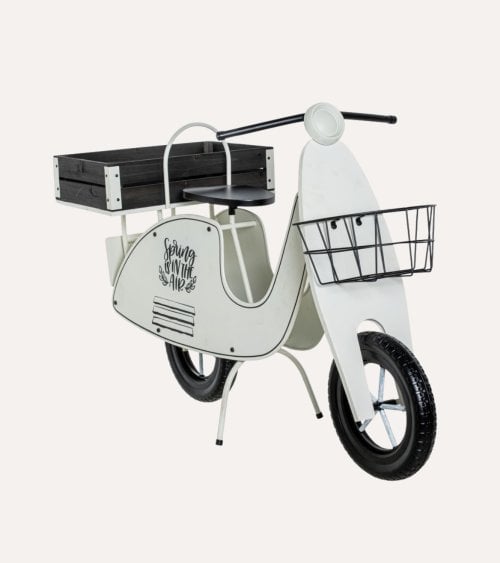 Portamacetas Scooter Vintaje de Madera y Metal