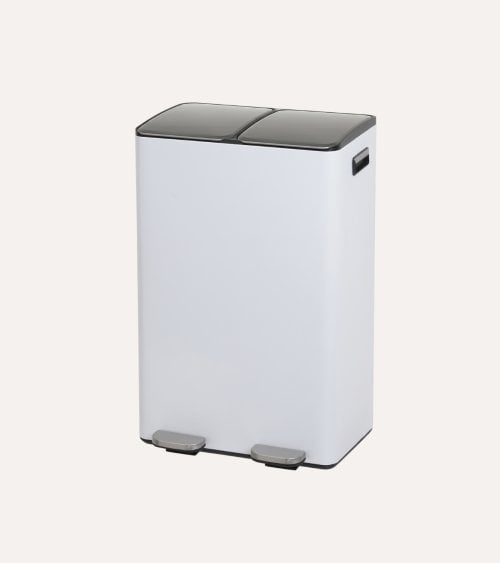 Cubo de Basura con 2 Compartimentos y Pedal de Metal