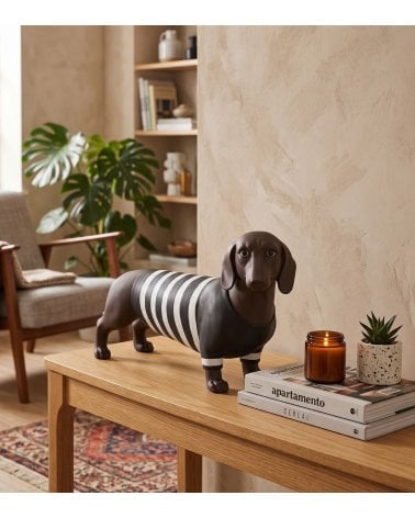 Figura Decorativa Perro Salchicha de Resina