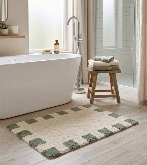 Alfombra de Baño con Cuadrados de Algodón