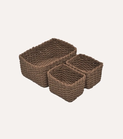 Set de 3 Cestas Rectangulares de Papel