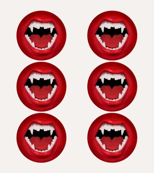 Set de 6 Platos Postre Desechables Vampiro de Cartón