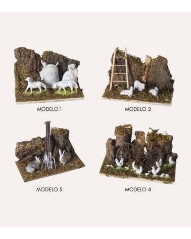 Granja Tradicional con Animales para Belén Navideño