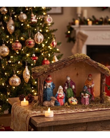 Set de 7 Piezas Nacimiento en Portal de Belén Navideño