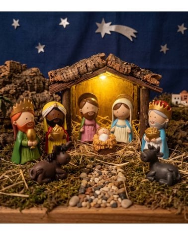 Set de 8 Piezas Nacimiento Adorable para Belén Navideño