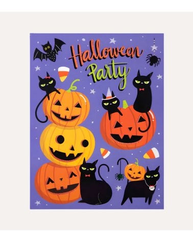 Pegatina de Calabazas y Gatos para Ventana de Poliestireno