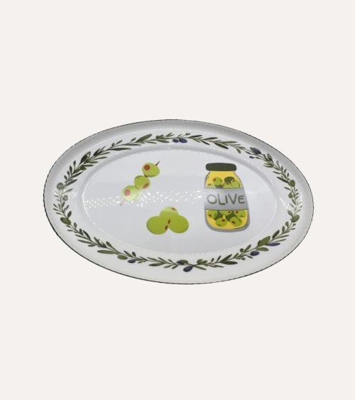 Bandeja Olivas Ovalada de Vidrio