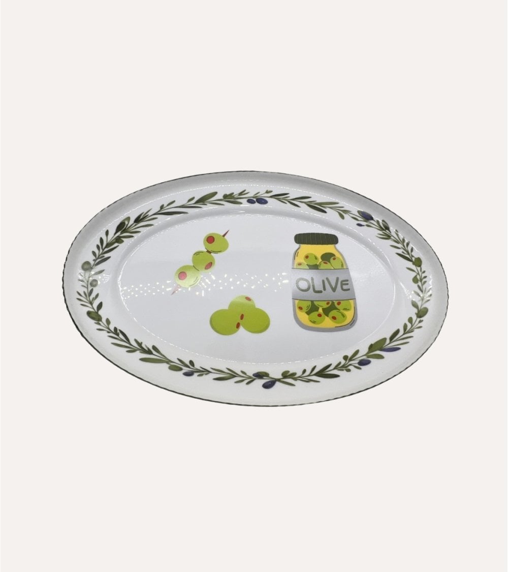 Bandeja Olivas Ovalada de Vidrio