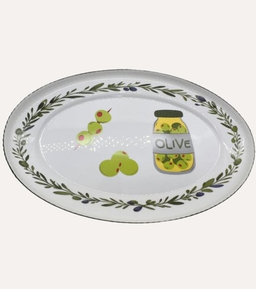 Bandeja Olivas Ovalada de Vidrio