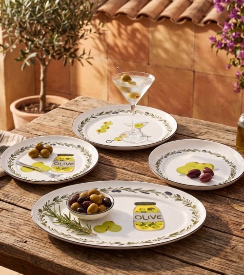 Plato Llano Olivas de Vidrio