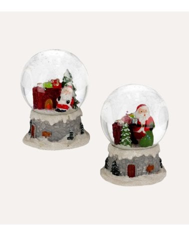 Bola de Nieve Decorativa Papá Noel con Chimenea