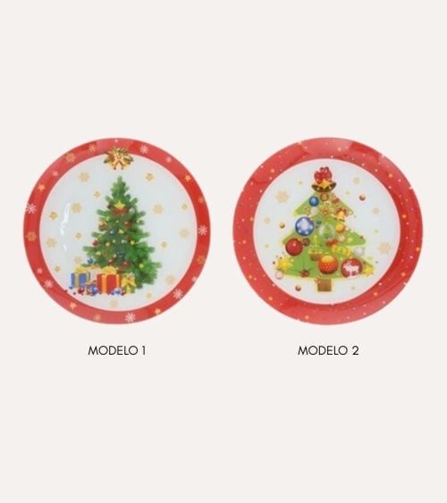 Bajo Plato Decorativo Arbol Navidad de Cristal
