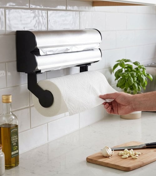 Portarrollos de Cocina Triple de Acero Inoxidable